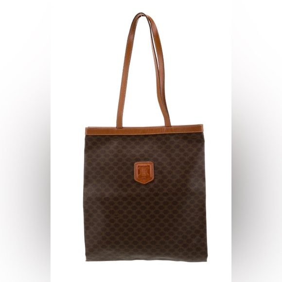 Celine Handbags - Celine - VINTAGE - GUC - Macadam Brown Patterned Tote